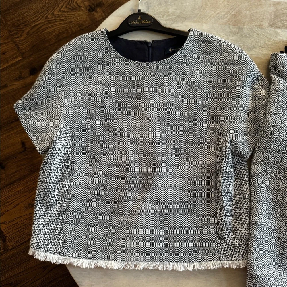 Brooks Brothers Black and White Tweed Skirt Set top 6 skirt 4 - Picture 2 of 6
